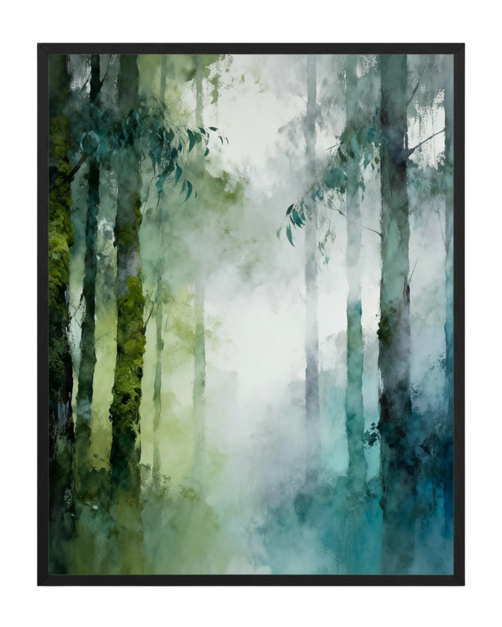 Misted Forest Glow Green Abstract Wall Art