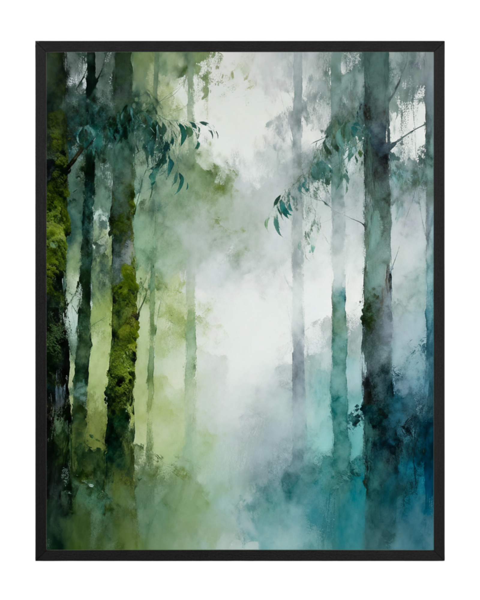 Misted Forest Glow Green Abstract Wall Art