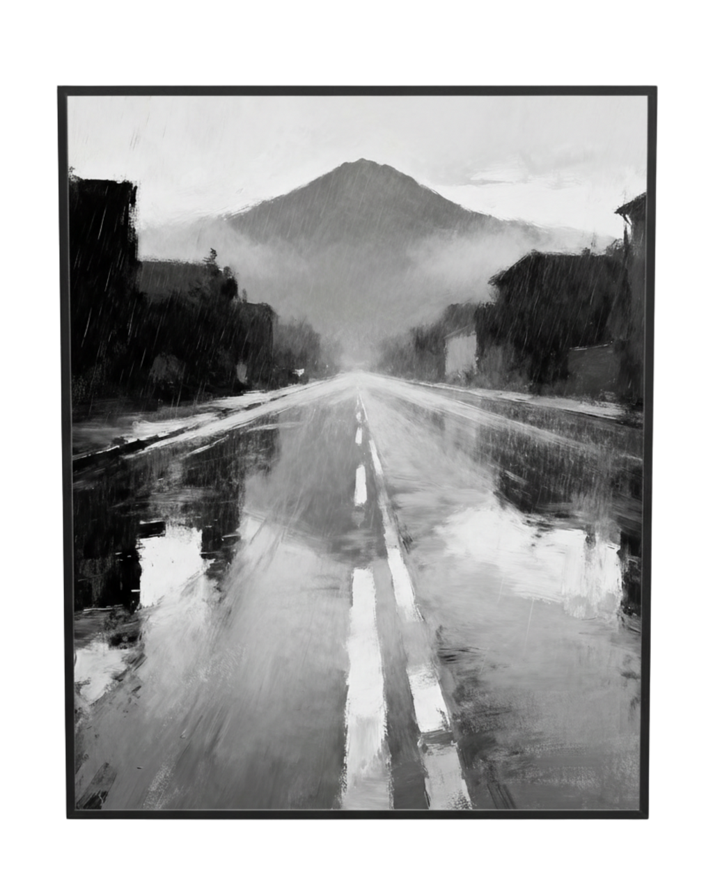 Rainstreet Black and White Wall Painting