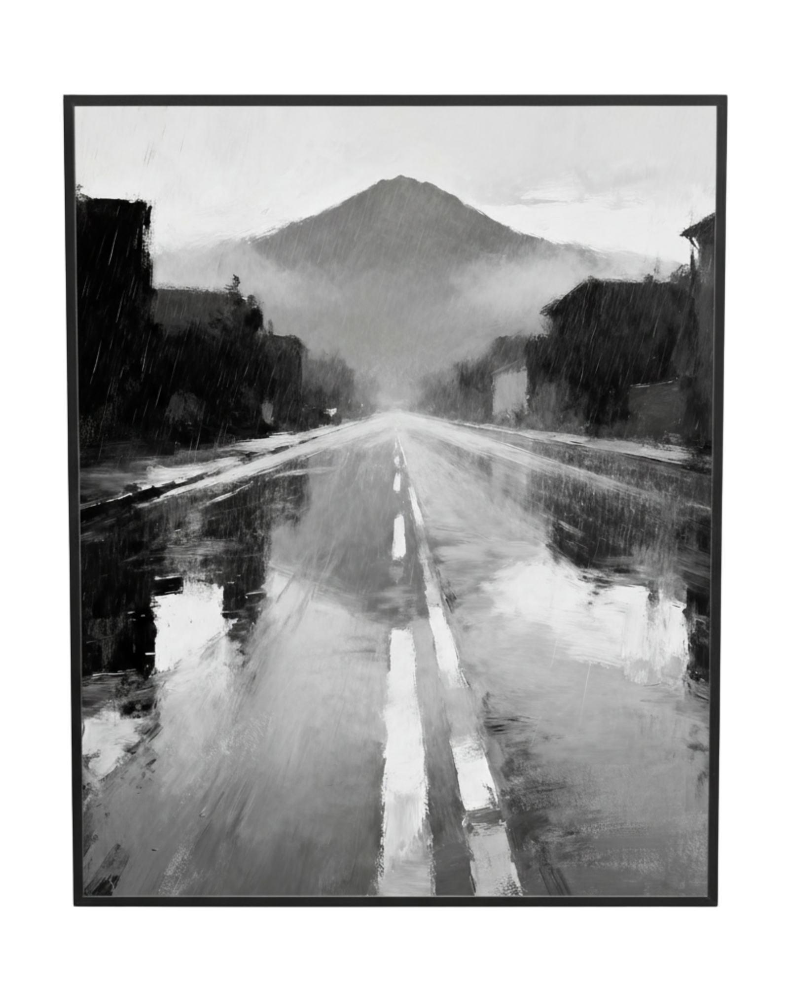 Rainstreet Black and White Wall Painting