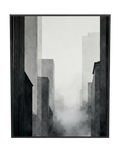 City Fog Lines Black and White Modern Art