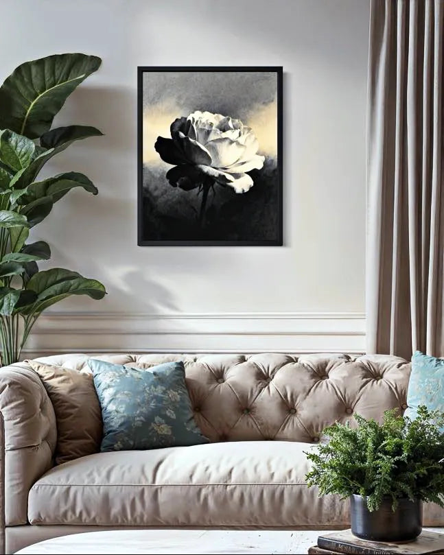Contrast Bloom Black and White Peony Wall Art