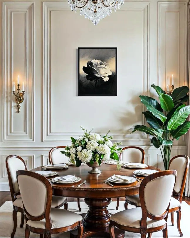 Contrast Bloom Black and White Peony Wall Art
