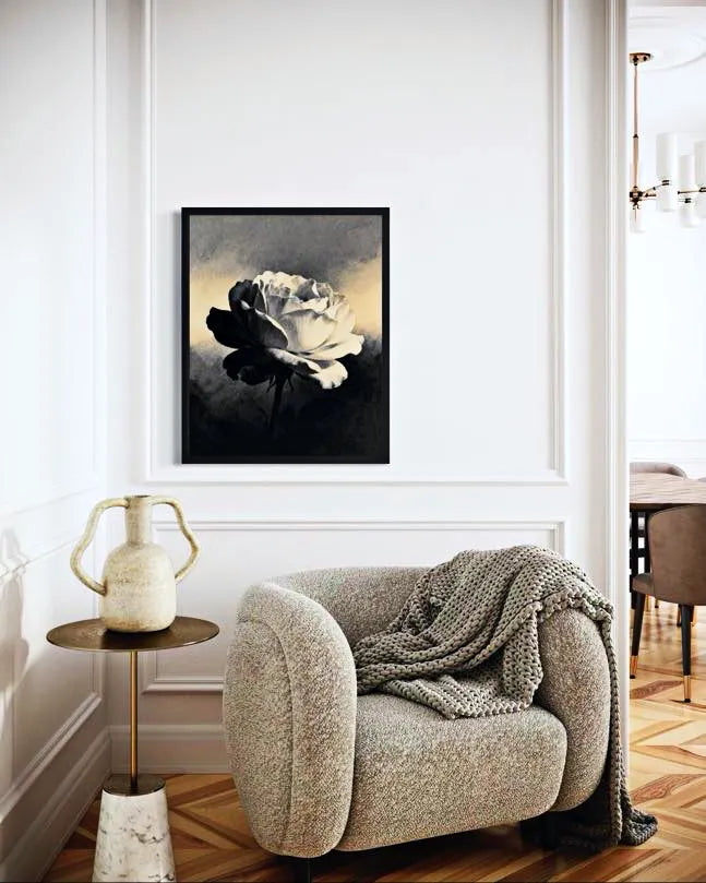 Contrast Bloom Black and White Peony Wall Art