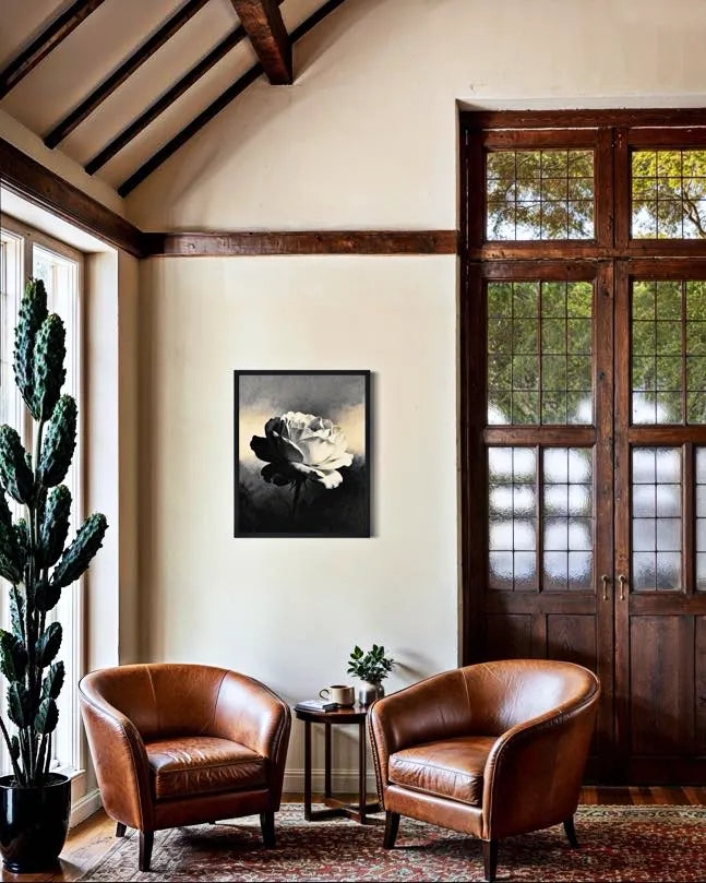 Contrast Bloom Black and White Peony Wall Art