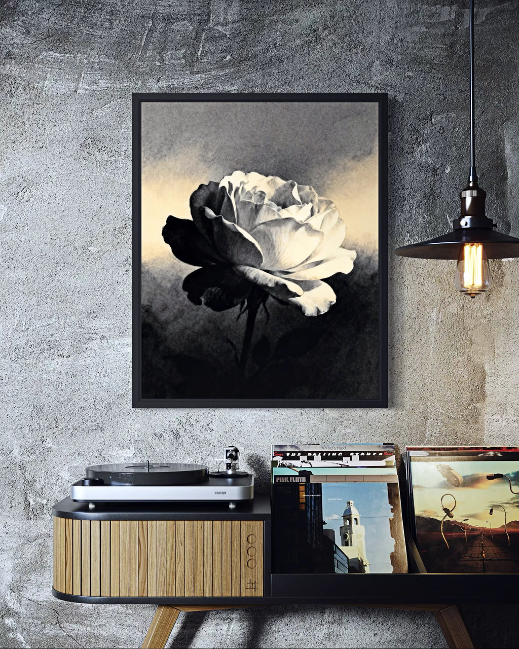 Contrast Bloom Black and White Peony Wall Art