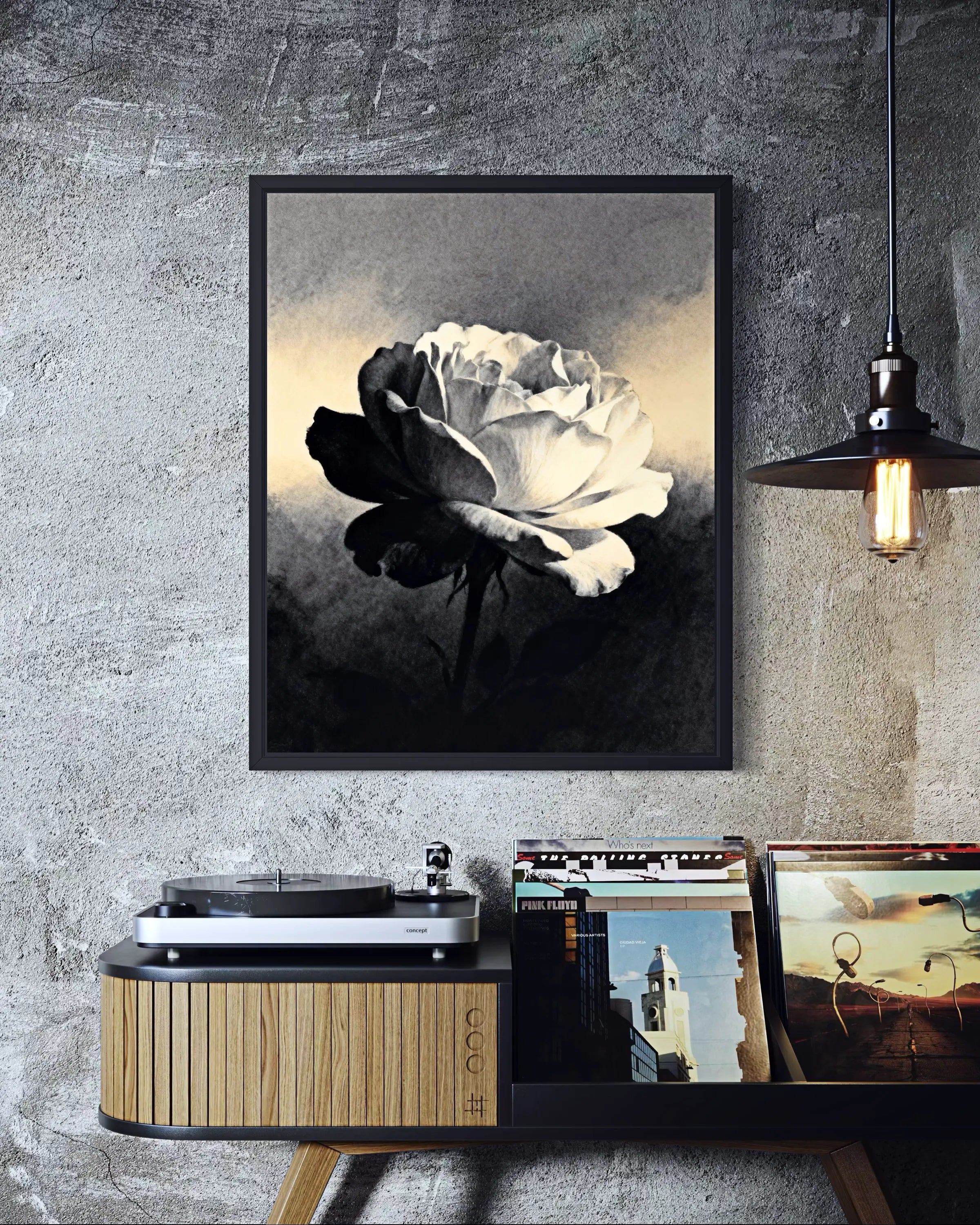 Contrast Bloom Black and White Peony Wall Art