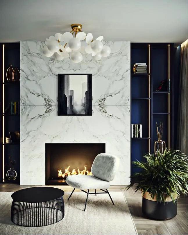 City Fog Lines Black and White Modern Art