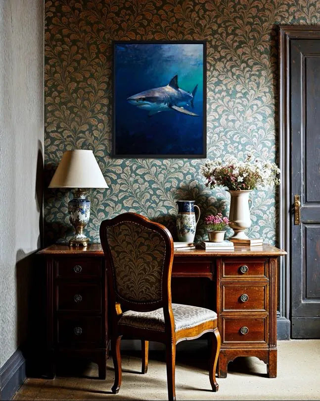 Deep Blue Hunter Shark Wall Art