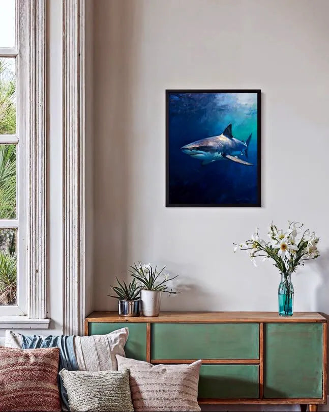 Deep Blue Hunter Shark Wall Art
