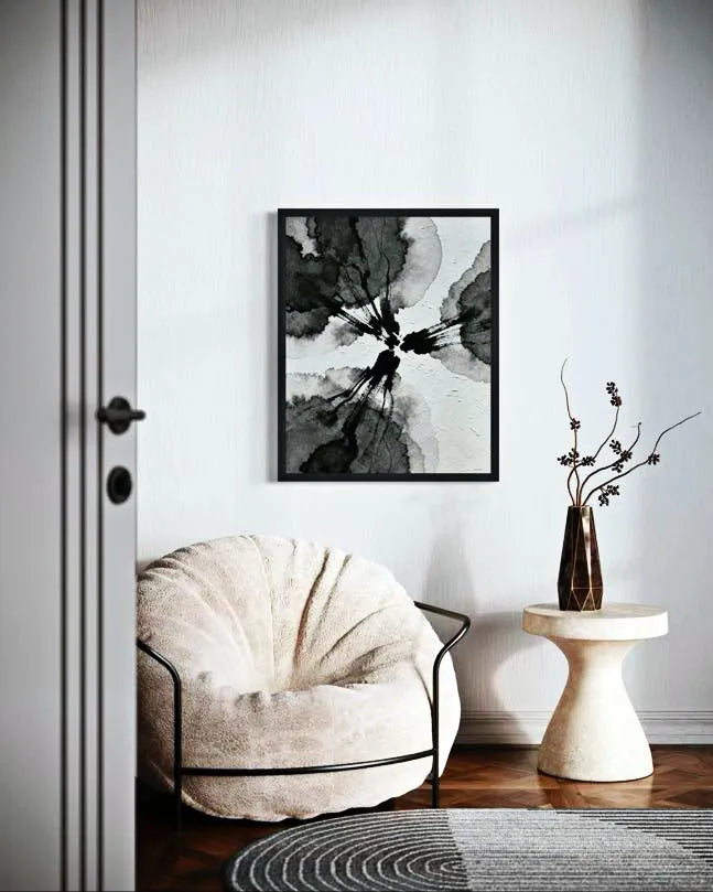 Ink Fracture Black and White Abstract Prints