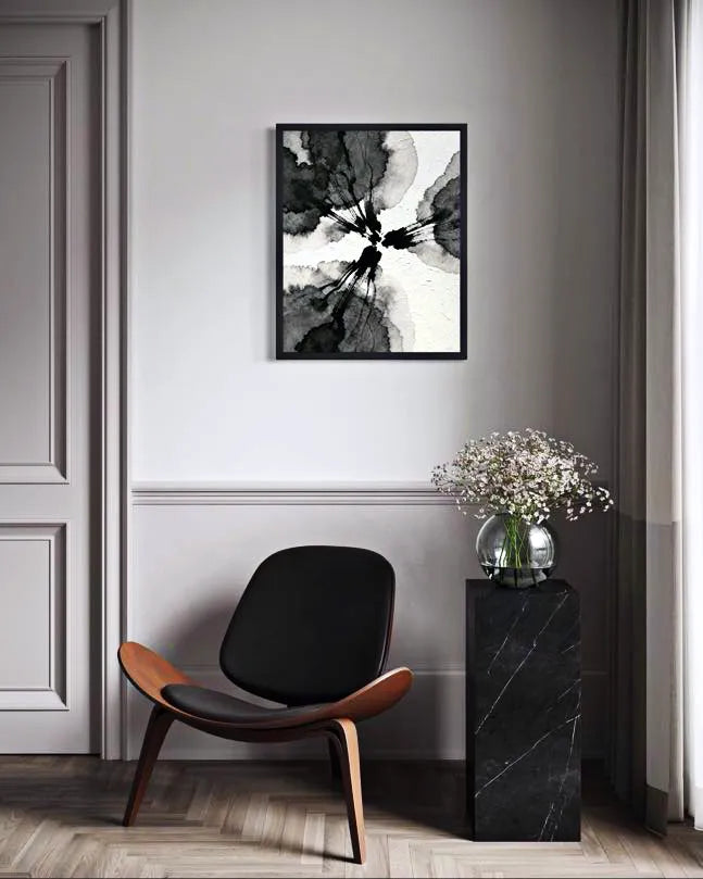 Ink Fracture Black and White Abstract Prints