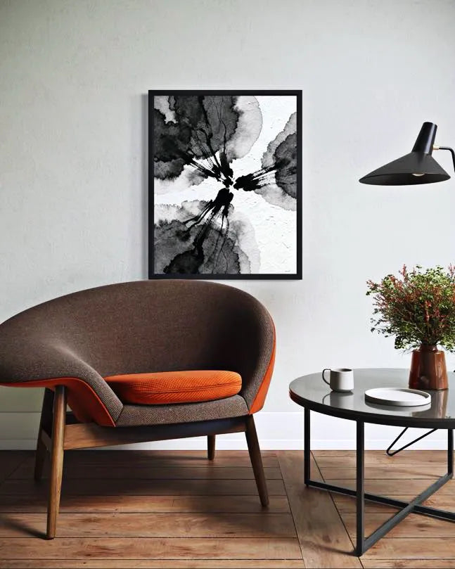 Ink Fracture Black and White Abstract Prints