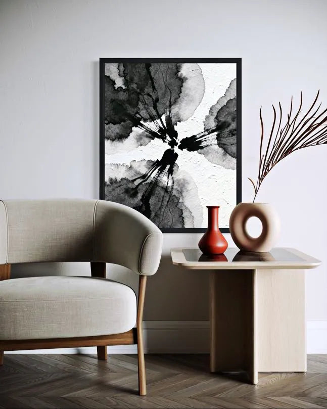 Ink Fracture Black and White Abstract Prints
