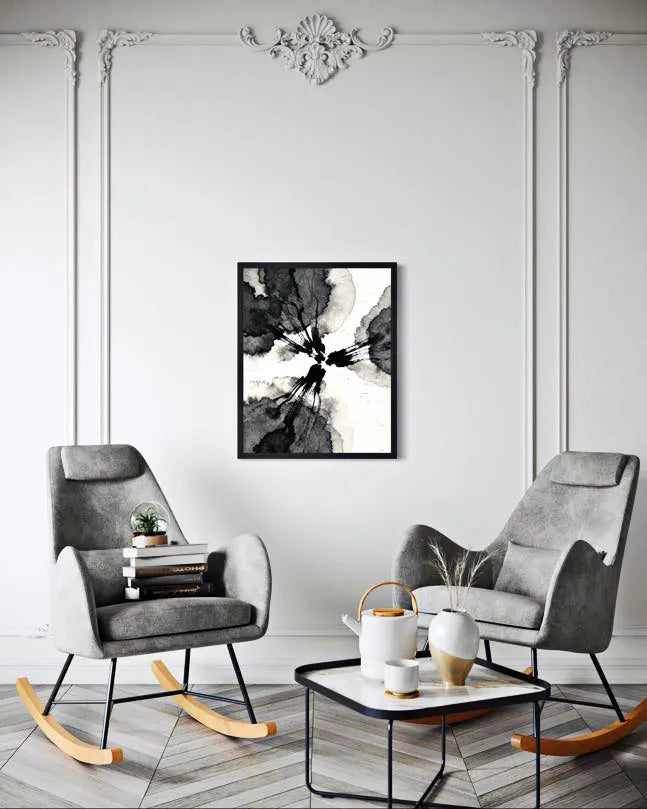 Ink Fracture Black and White Abstract Prints