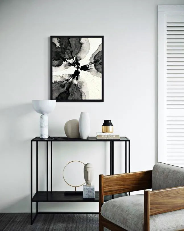 Ink Fracture Black and White Abstract Prints