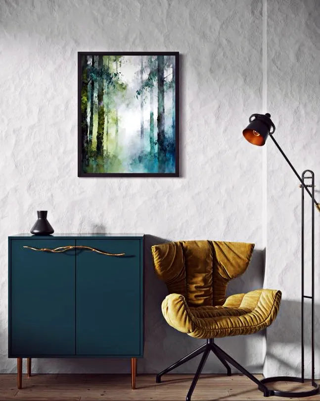 Misted Forest Glow Green Abstract Wall Art