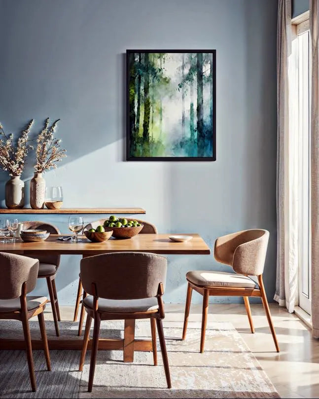 Misted Forest Glow Green Abstract Wall Art