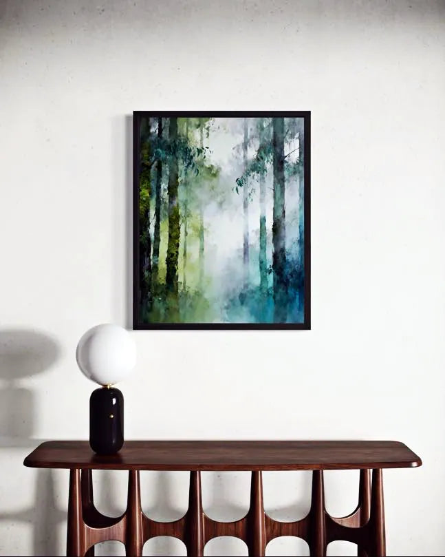Misted Forest Glow Green Abstract Wall Art