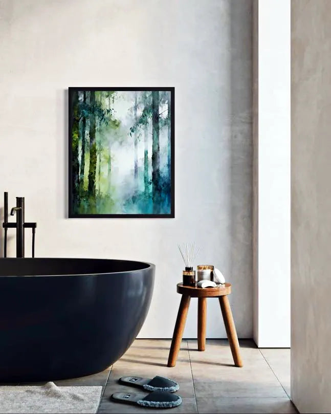 Misted Forest Glow Green Abstract Wall Art