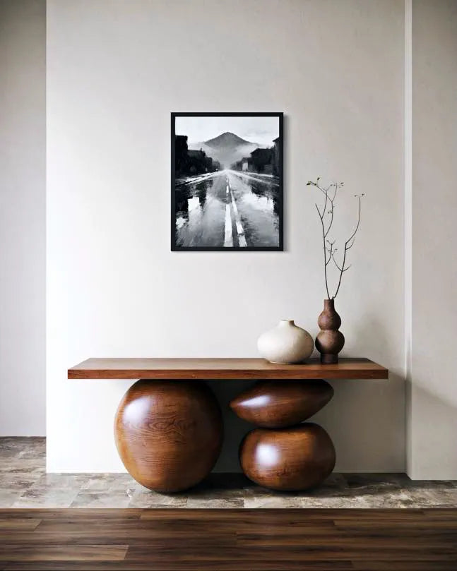 Rainstreet Black and White Wall Painting