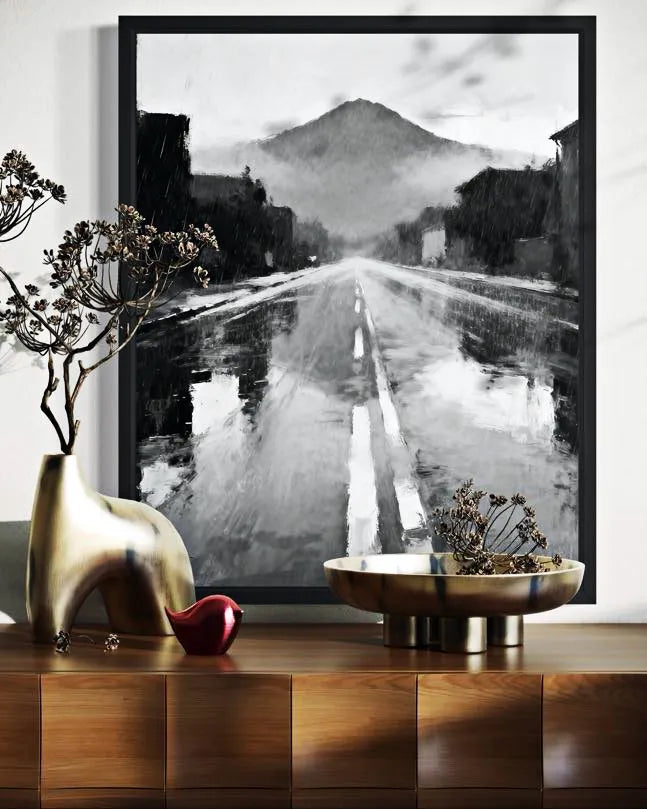 Rainstreet Black and White Wall Painting