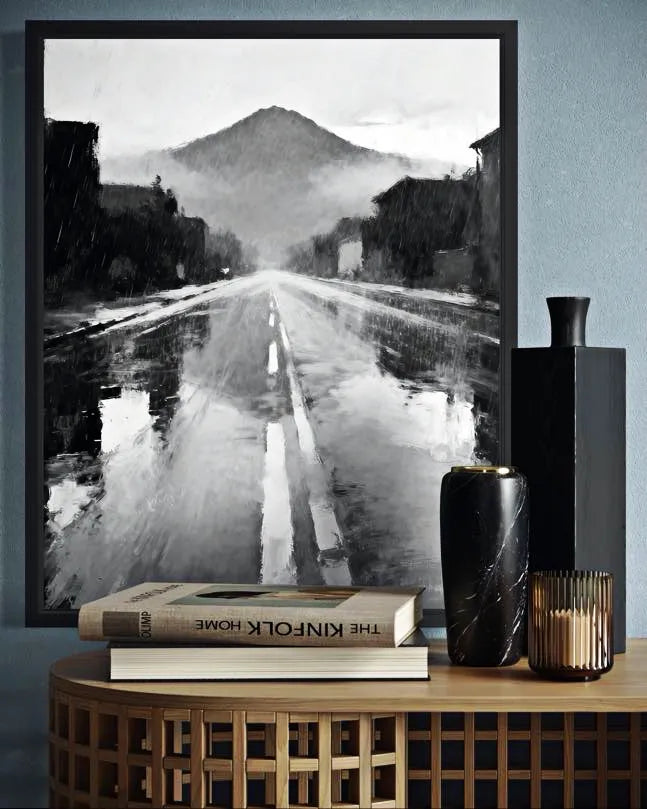 Rainstreet Black and White Wall Painting