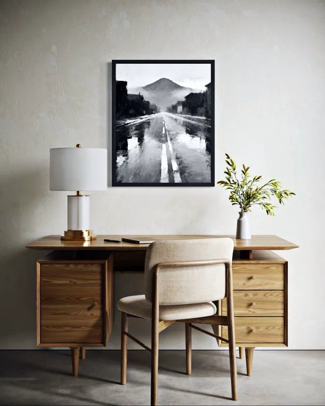 Rainstreet Black and White Wall Painting