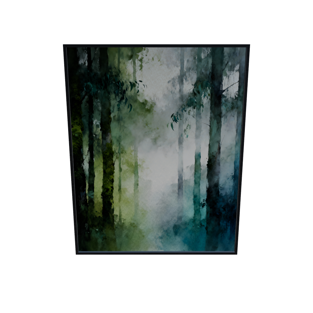 Misted Forest Glow Green Abstract Wall Art