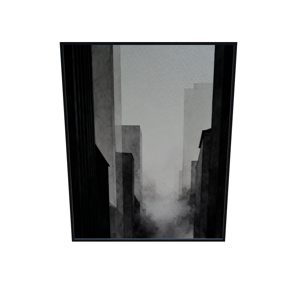 City Fog Lines Black and White Modern Art