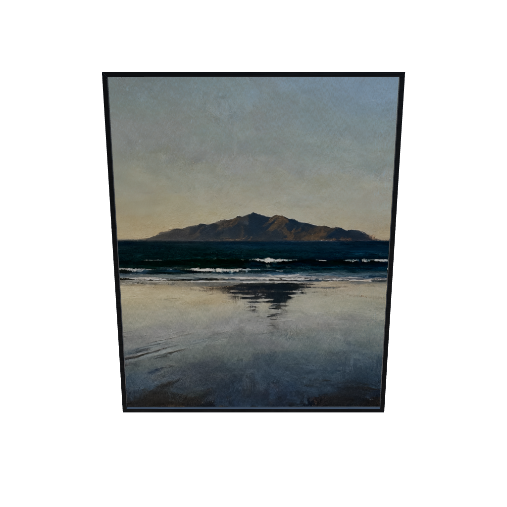 Angled view of Quiet Horizon Seascape Wall Art showing ocean reflections and distant shoreline. A Calm Ocean Horizon That Brings Stillness to a Space Wall Art.